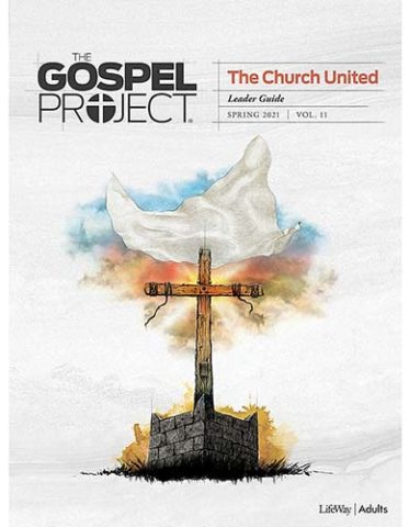the cover of The Gospel Project for Adults Spring 2021. A cross shining with a sunrise from behind.